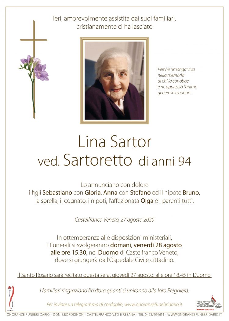 Lina Sartor ved. Sartoretto