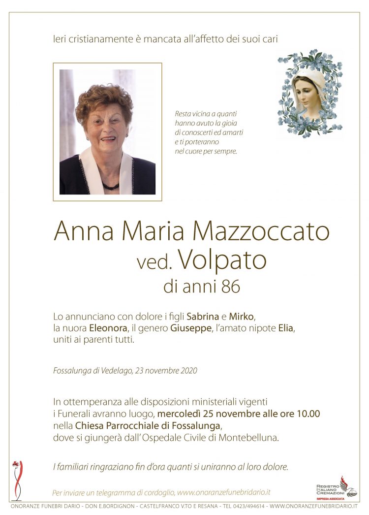 Anna Maria Mazzoccato ved. Volpato