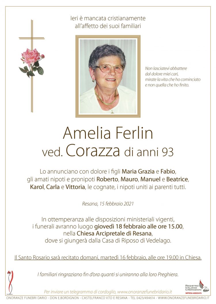 Amelia Ferlin ved. Corazza