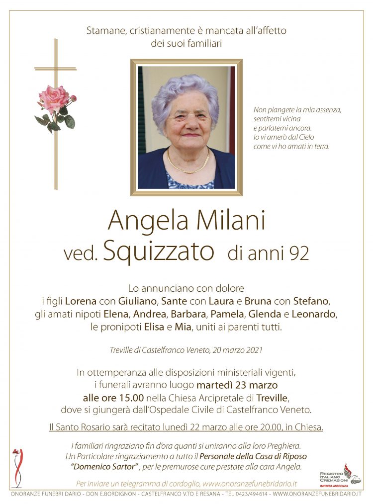 Angela Milani ved. Squizzato