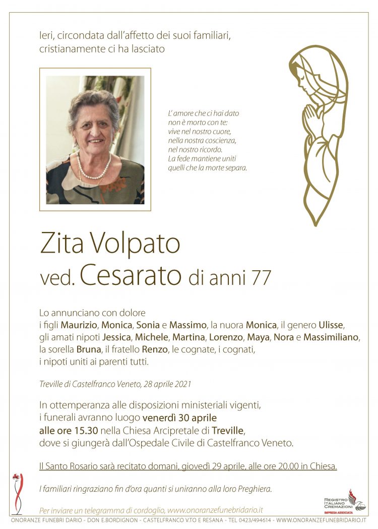 Zita Volpato ved. Cesarato