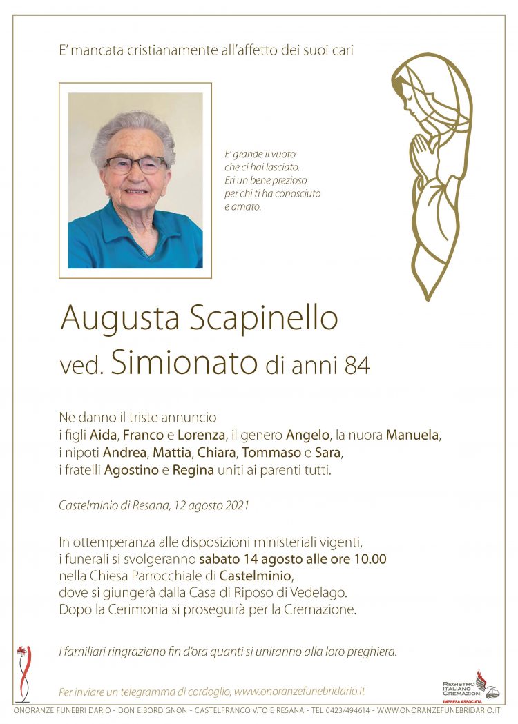 Augusta Scapinello ved. Simionato