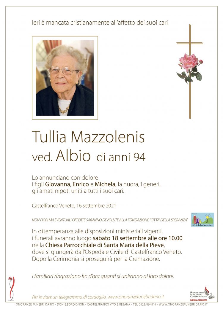 Tullia Mazzolenis ved. Albio