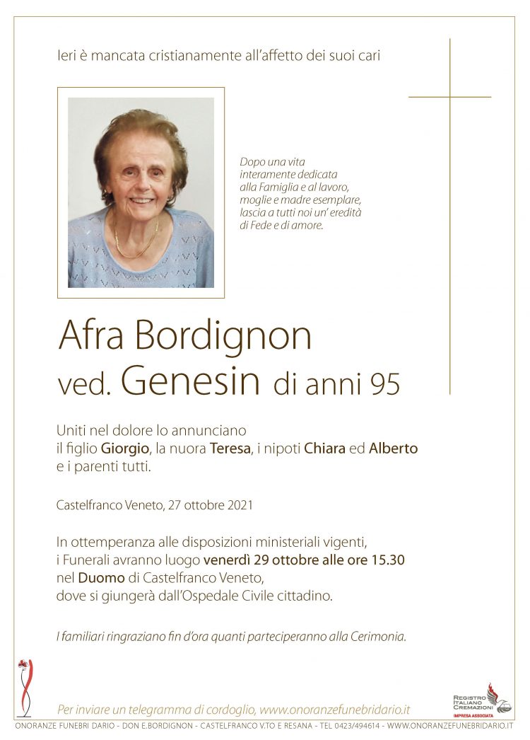 Afra Bordignon ved. Genesin