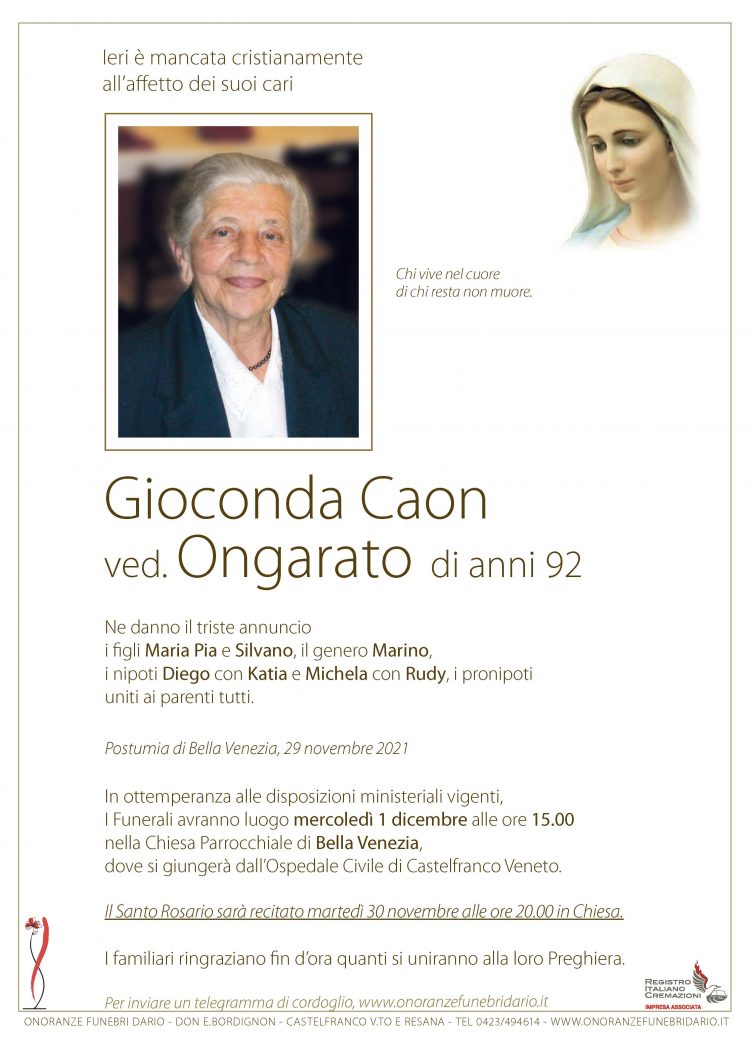 Gioconda Caon ved. Ongarato