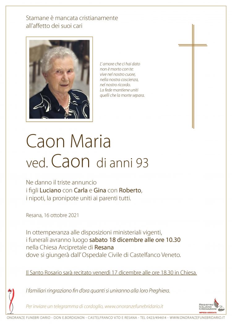 Caon Maria ved. Caon