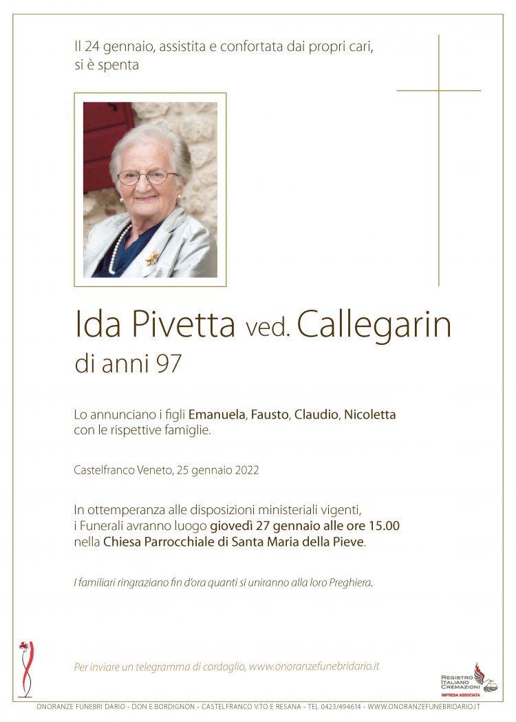 Ida Pivetta ved. Callegarin