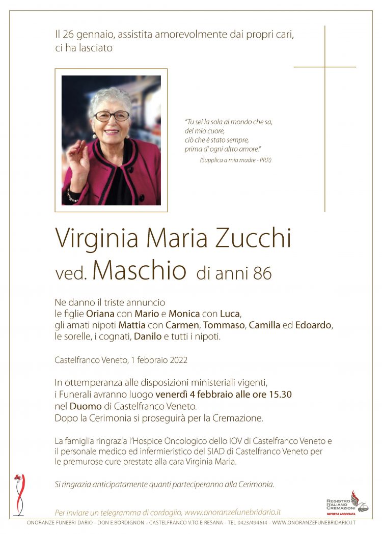 Virginia Maria Zucchi ved. Maschio