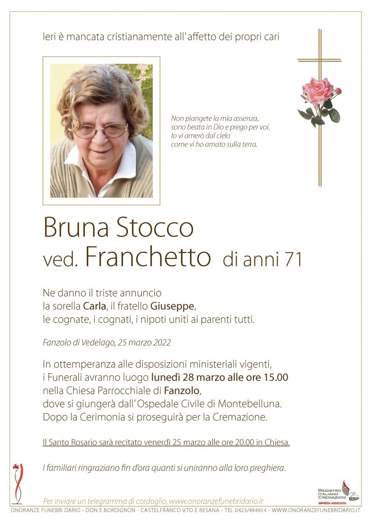 Bruna Stocco ved. Franchetto