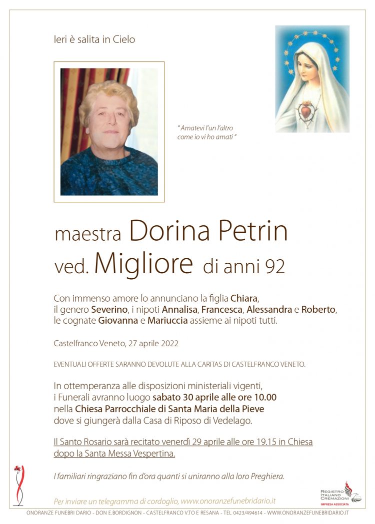 Dorina Petrin ved. Migliore