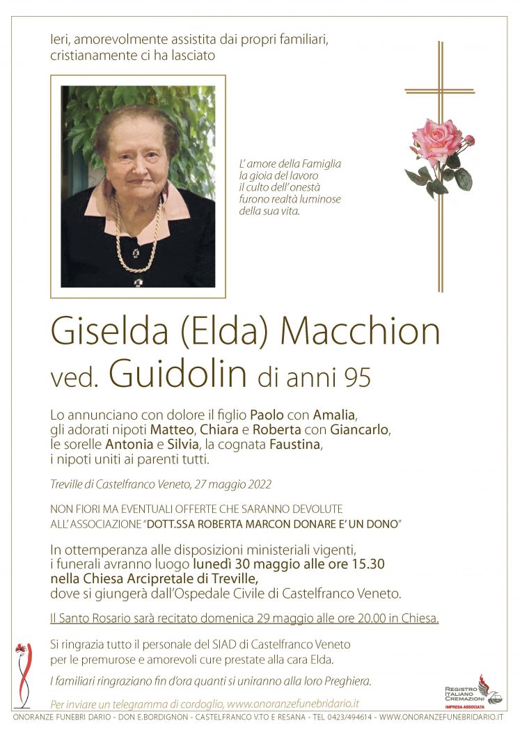 Giselda (Elda) Macchion ved. Guidolin