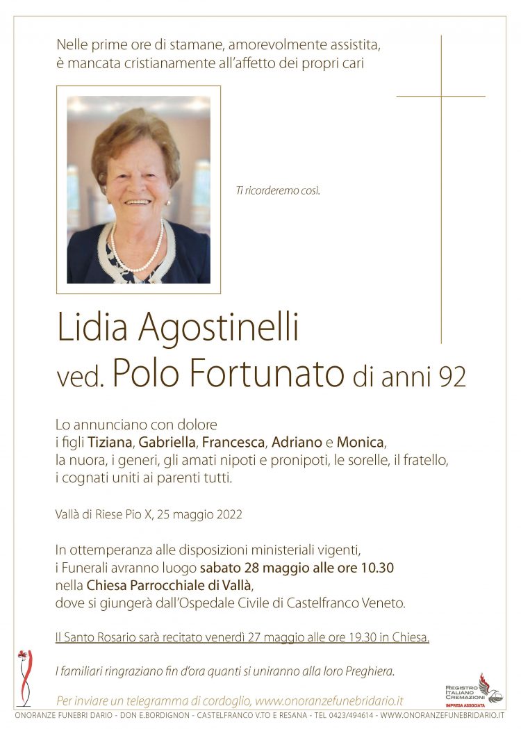 Lidia Agostinelli ved. Polo Fortunato