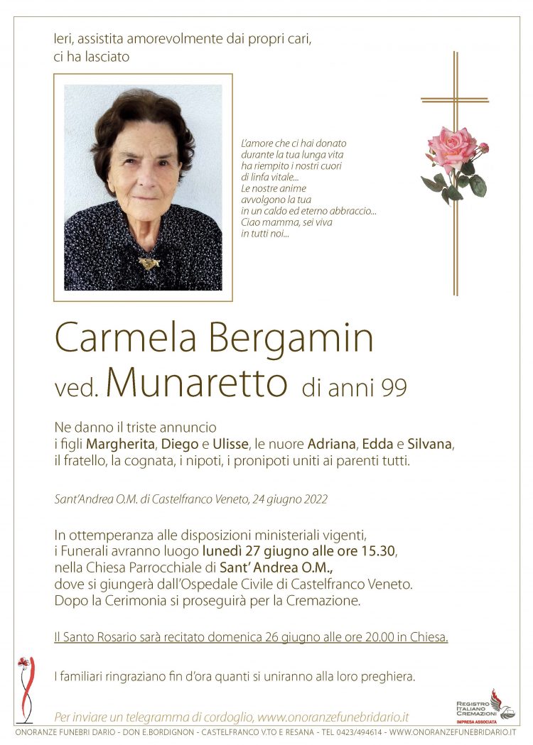 Carmela Bergamin ved. Munaretto