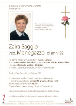 Zaira Baggio ved. Menegazzo