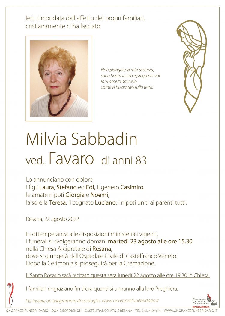 Milvia Sabbadin ved. Favaro