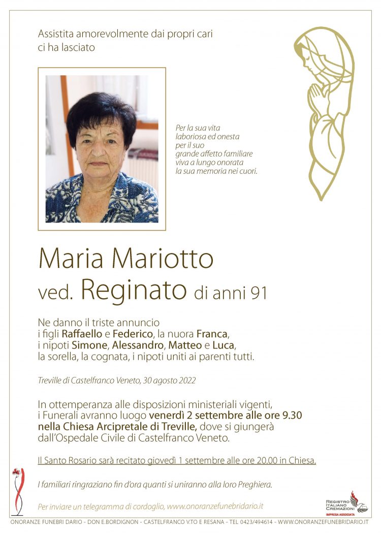 Maria Mariotto ved. Reginato