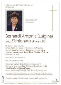 Bernardi Antonia (Luigina) ved. Simionato