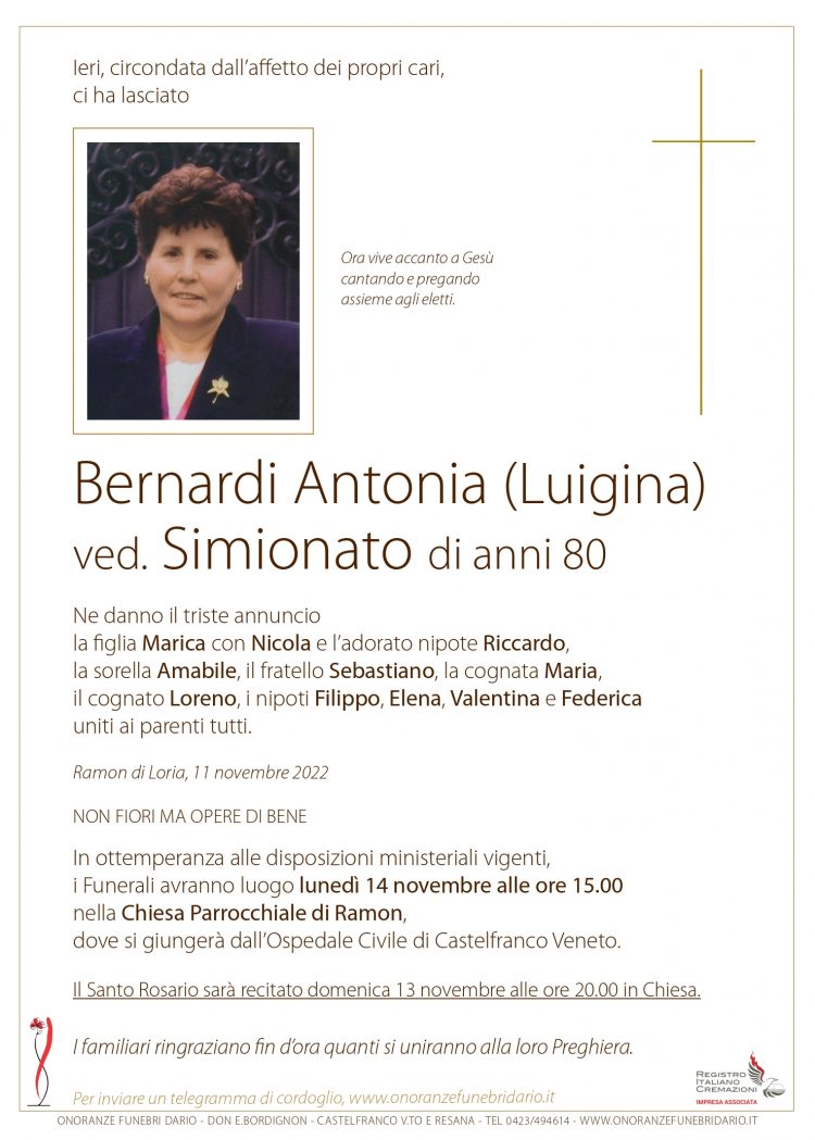 Bernardi Antonia (Luigina) ved. Simionato