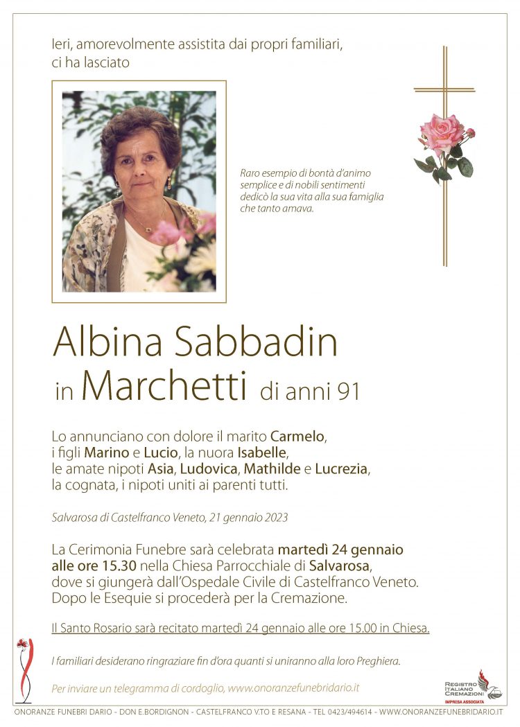 Albina Sabbadin in Marchetti