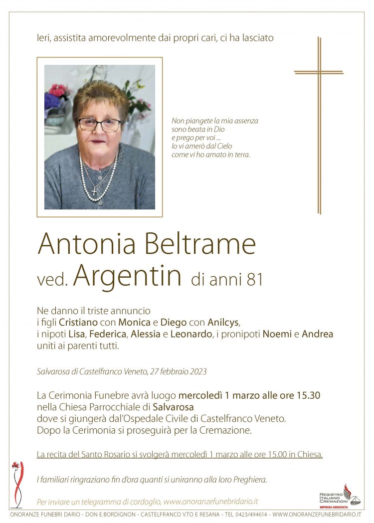 Antonia Beltrame ved. Argentin