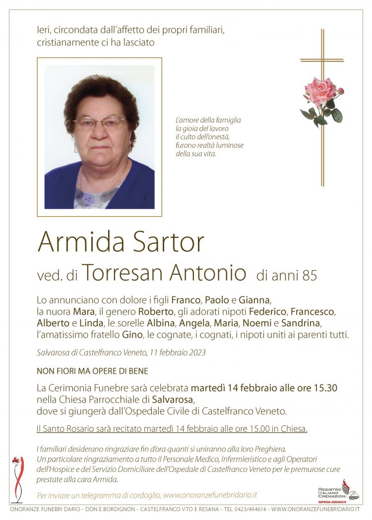 Armida Sartor vedova di Torresan Antonio