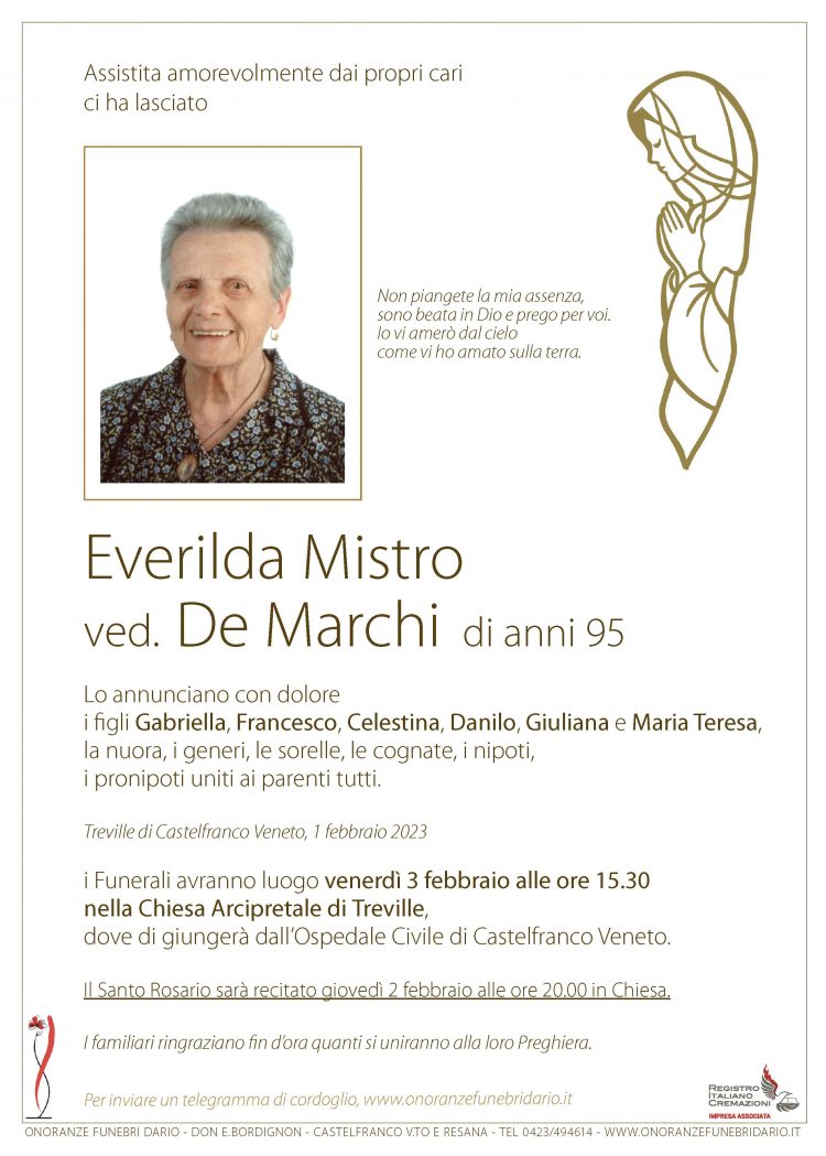 Everilda Mistro ved. De Marchi