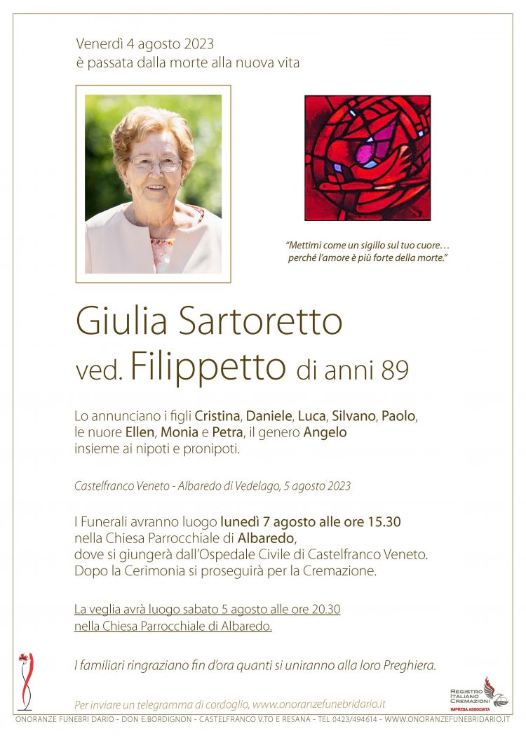 Giulia Sartoretto ved. Filippetto
