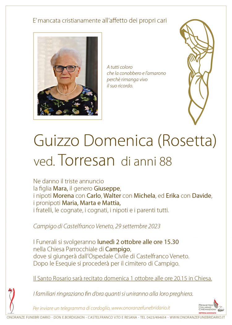 Guizzo Domenica (Rosetta) ved. Torresan
