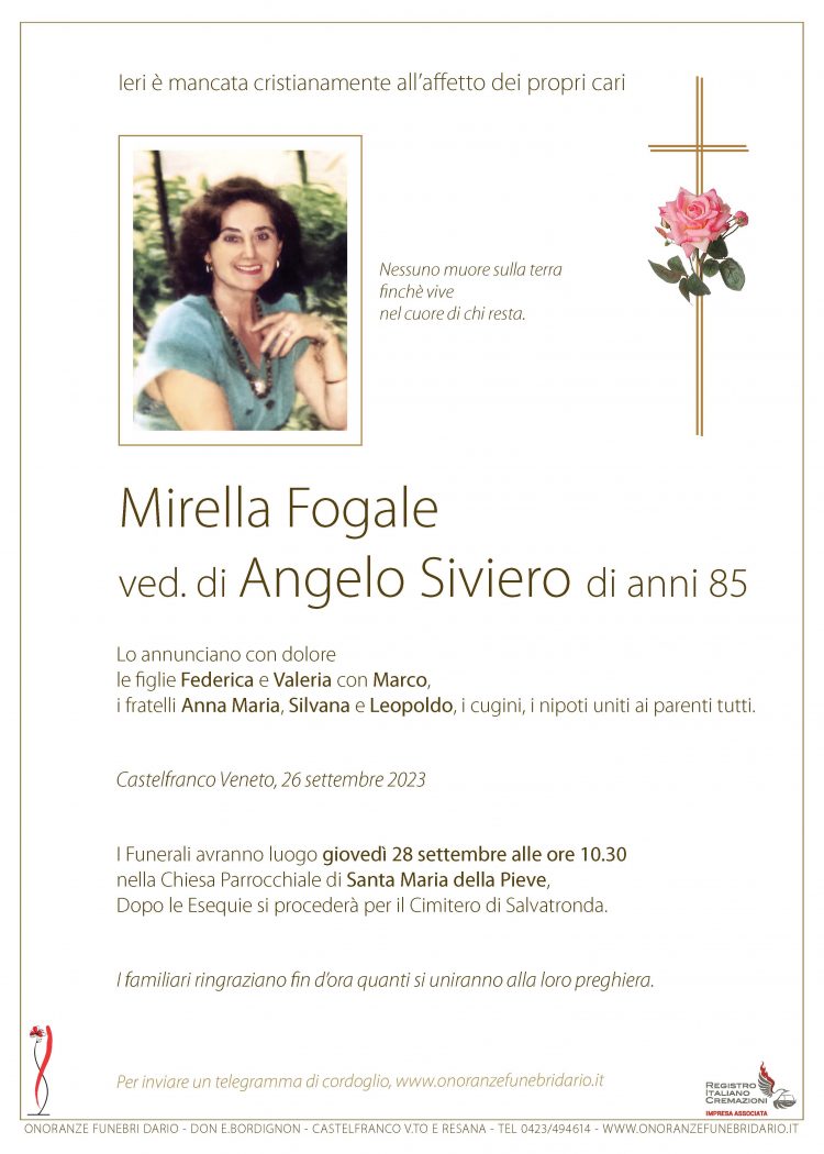 Mirella Fogale ved. di Angelo Siviero