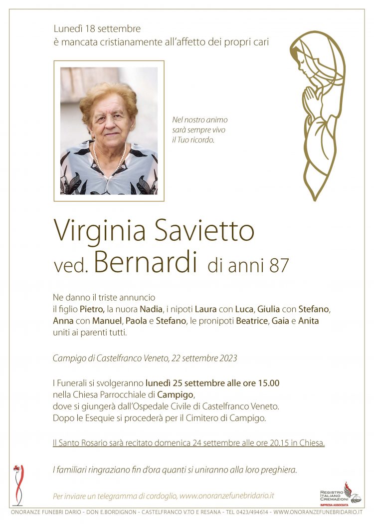 Virginia Savietto ved. Bernardi