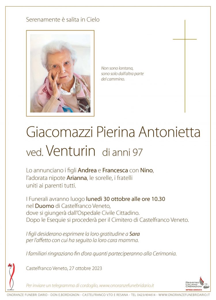 Giacomazzi Pierina Antonietta ved. Venturin