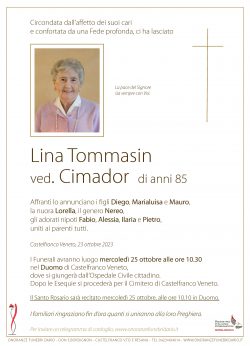 Lina Tommasin ved. Cimador