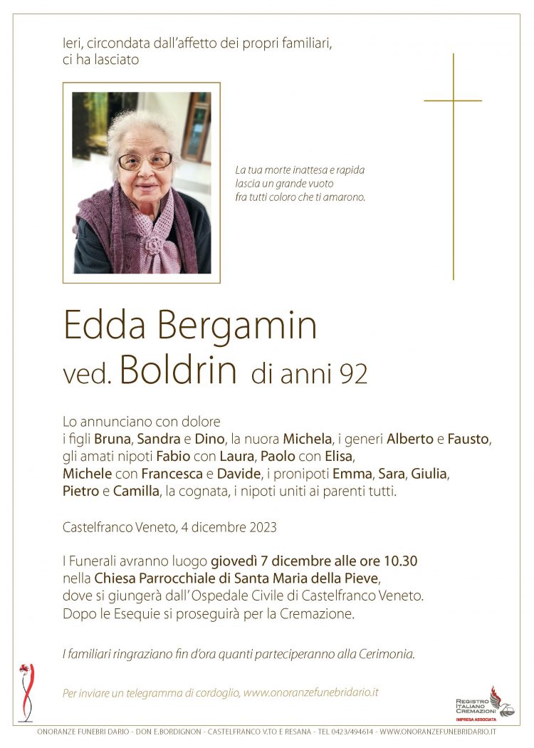 Edda Bergamin ved. Boldrin