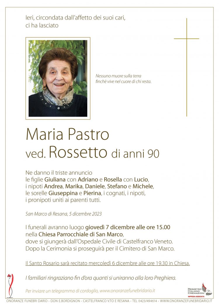 Maria Pastro ved. Rossetto