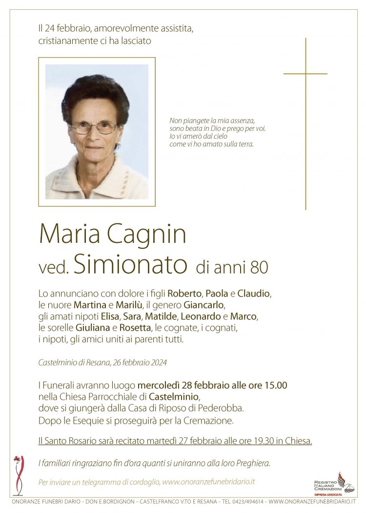 Cagnin Maria ved. Simionato