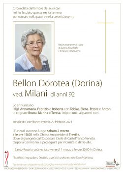 Bellon Dorotea (Dorina) ved. Milani