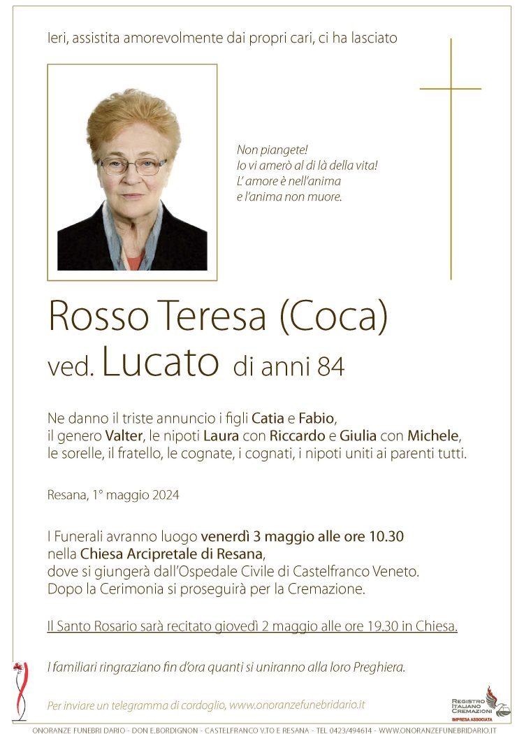 Rosso Teresa (Coca) ved. Lucato