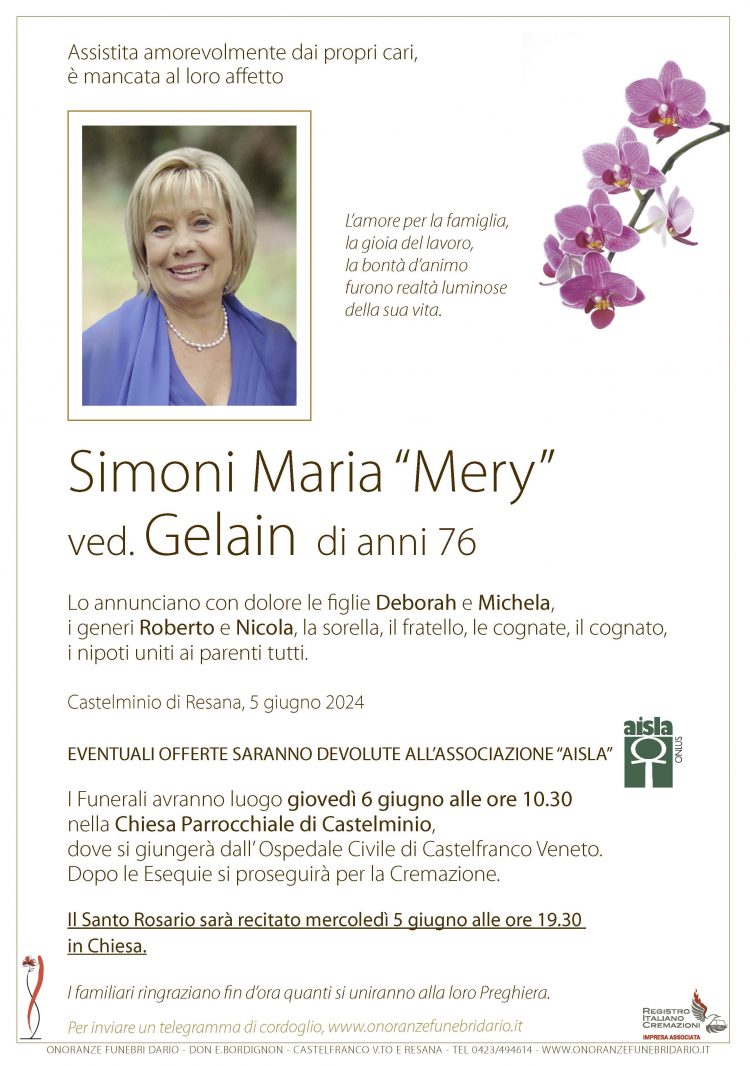 Simoni Maria “Mery” ved. Gelain