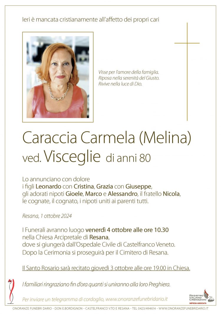 Caraccia Carmela (Melina) ved. Visceglie