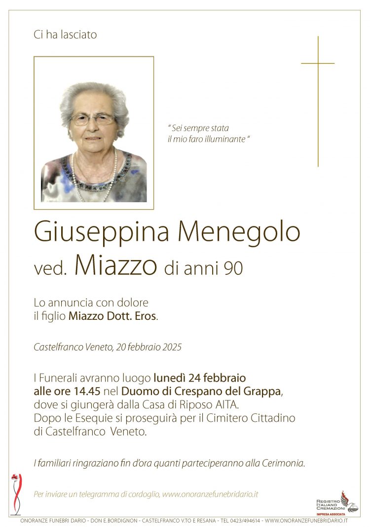 Giuseppina Menegolo ved. Miazzo