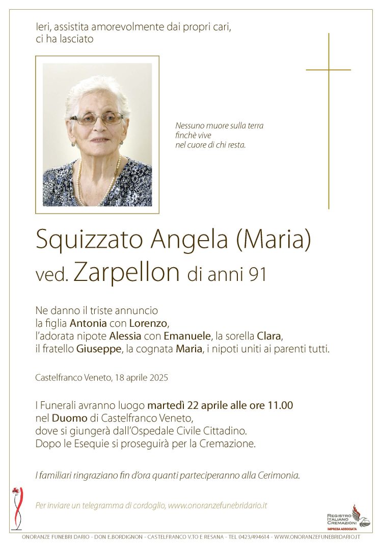 Squizzato Angela (Maria) ved. Zarpellon