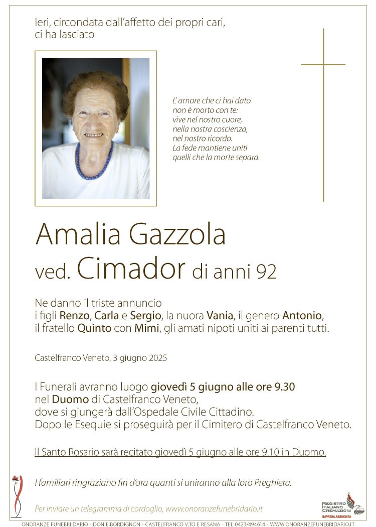 Amalia Gazzola ved. Cimador