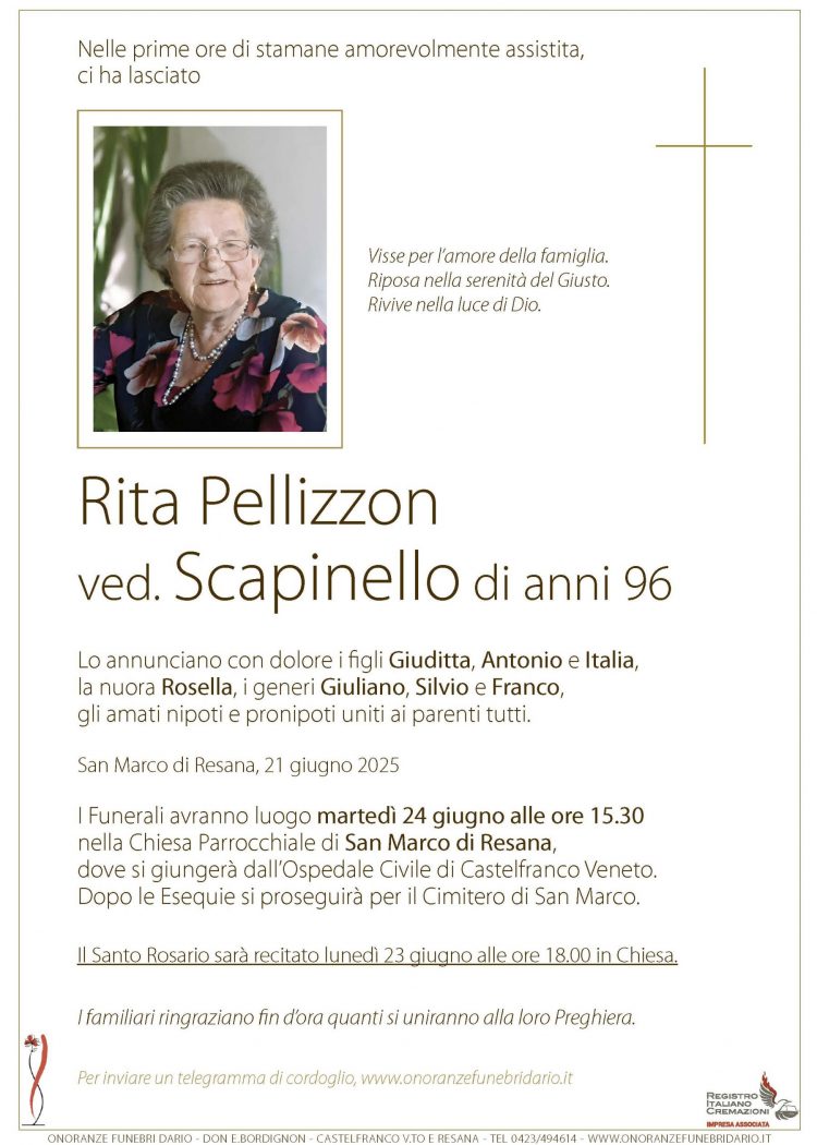 Rita Pellizzon ved. Scapinello