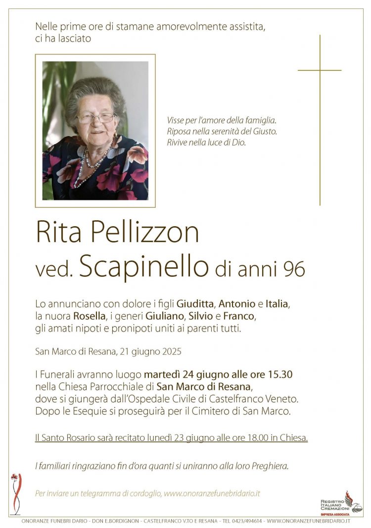 Rita Pellizzon ved. Scapinello