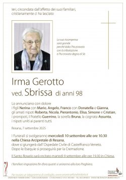 Irma Gerotto ved. Sbrissa