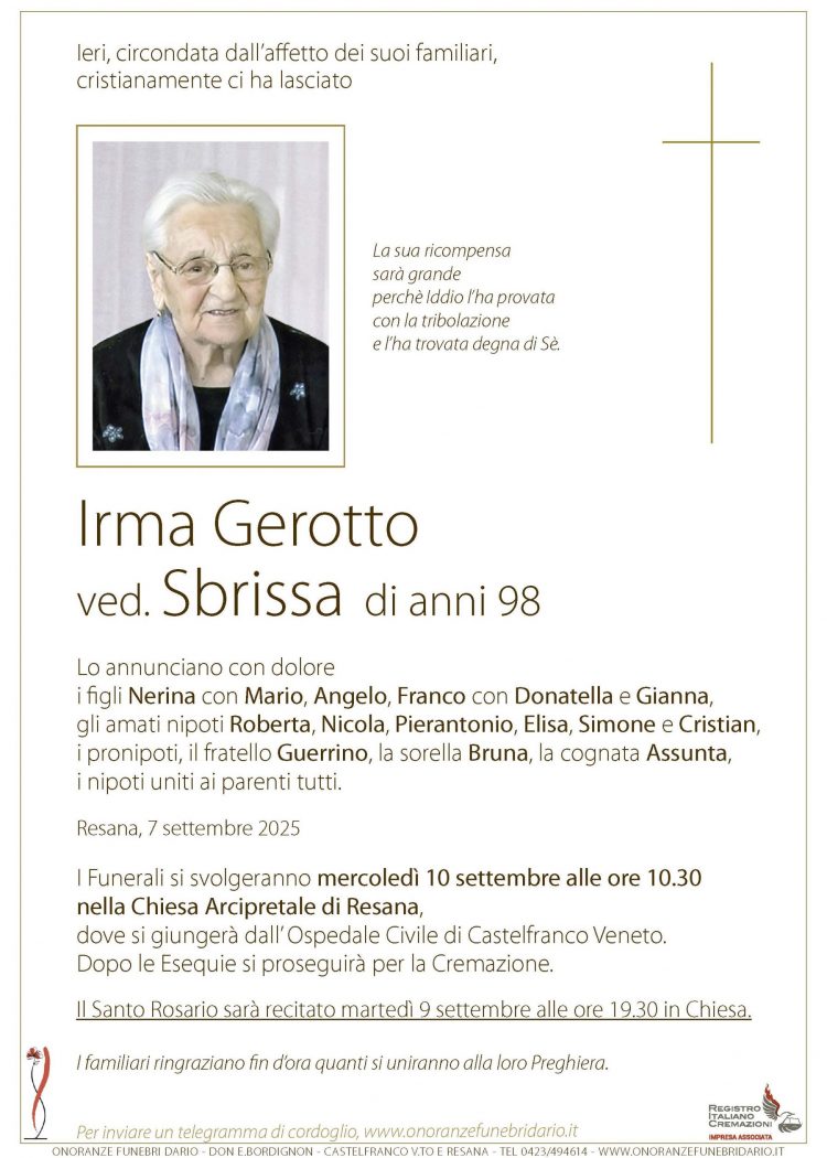 Irma Gerotto ved. Sbrissa