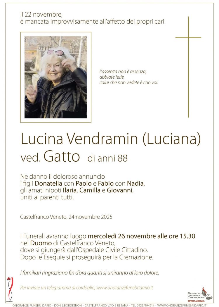 Lucina Vendramin (Luciana) ved. Gatto