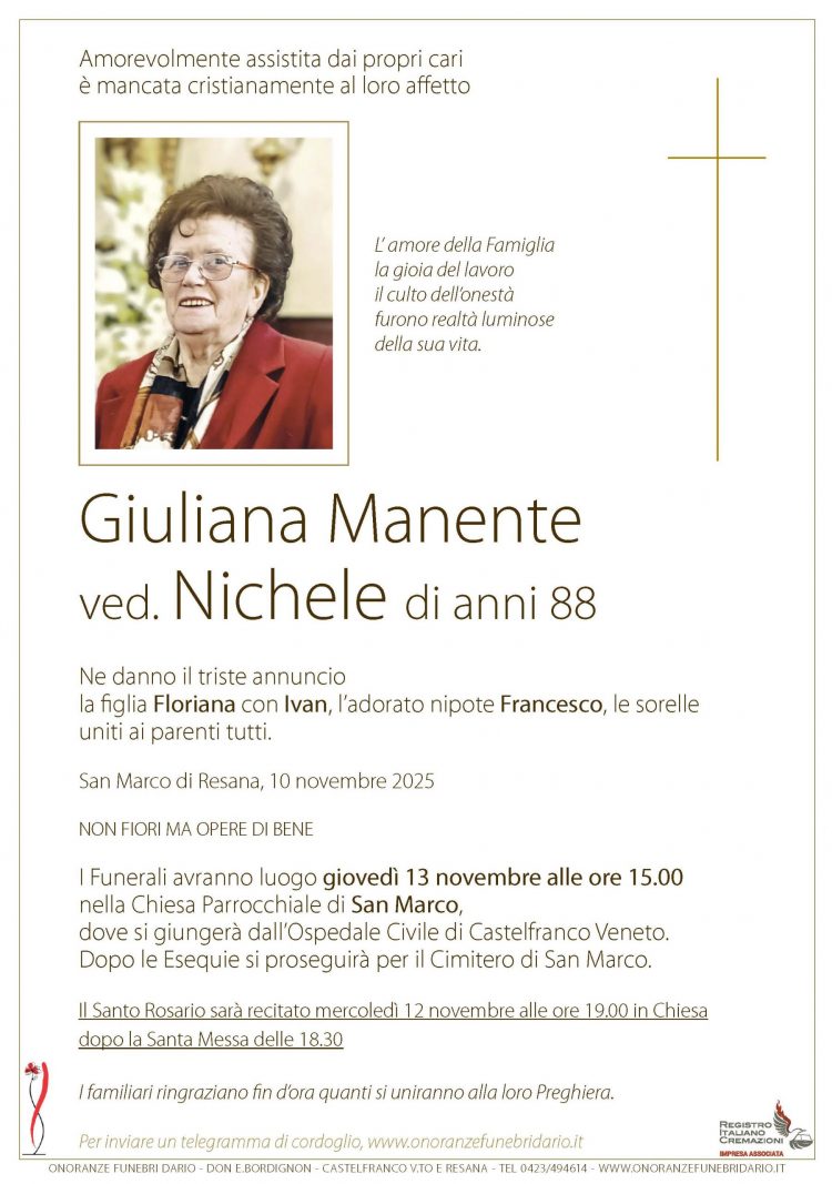 Giuliana Manente ved. Nichele