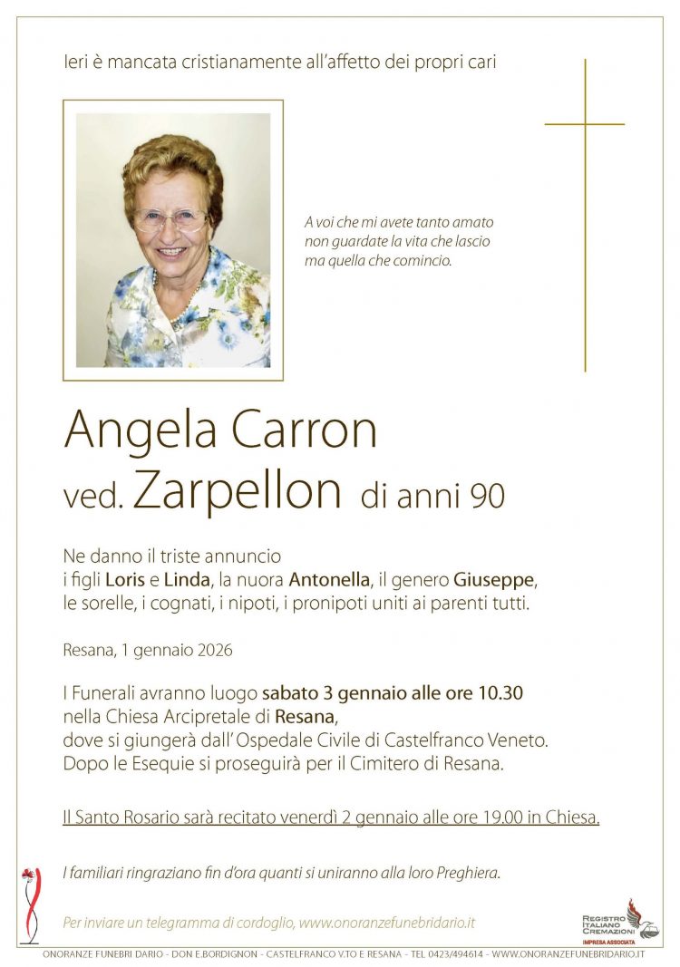 Angela Carron ved. Zarpellon
