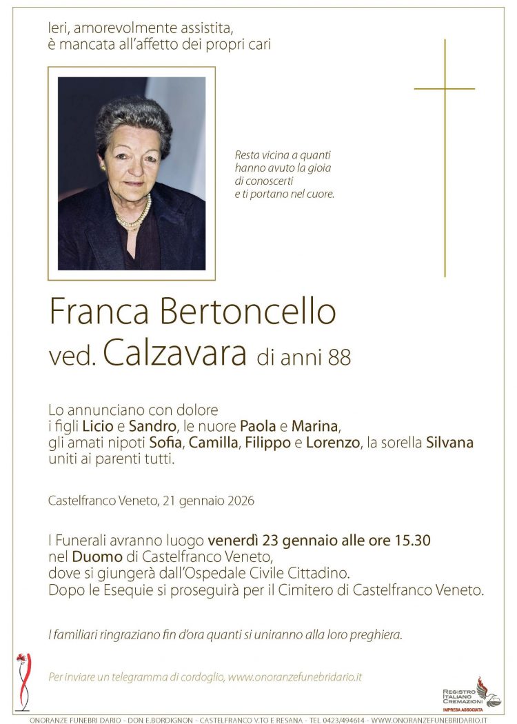Franca Bertoncello ved. Calzavara